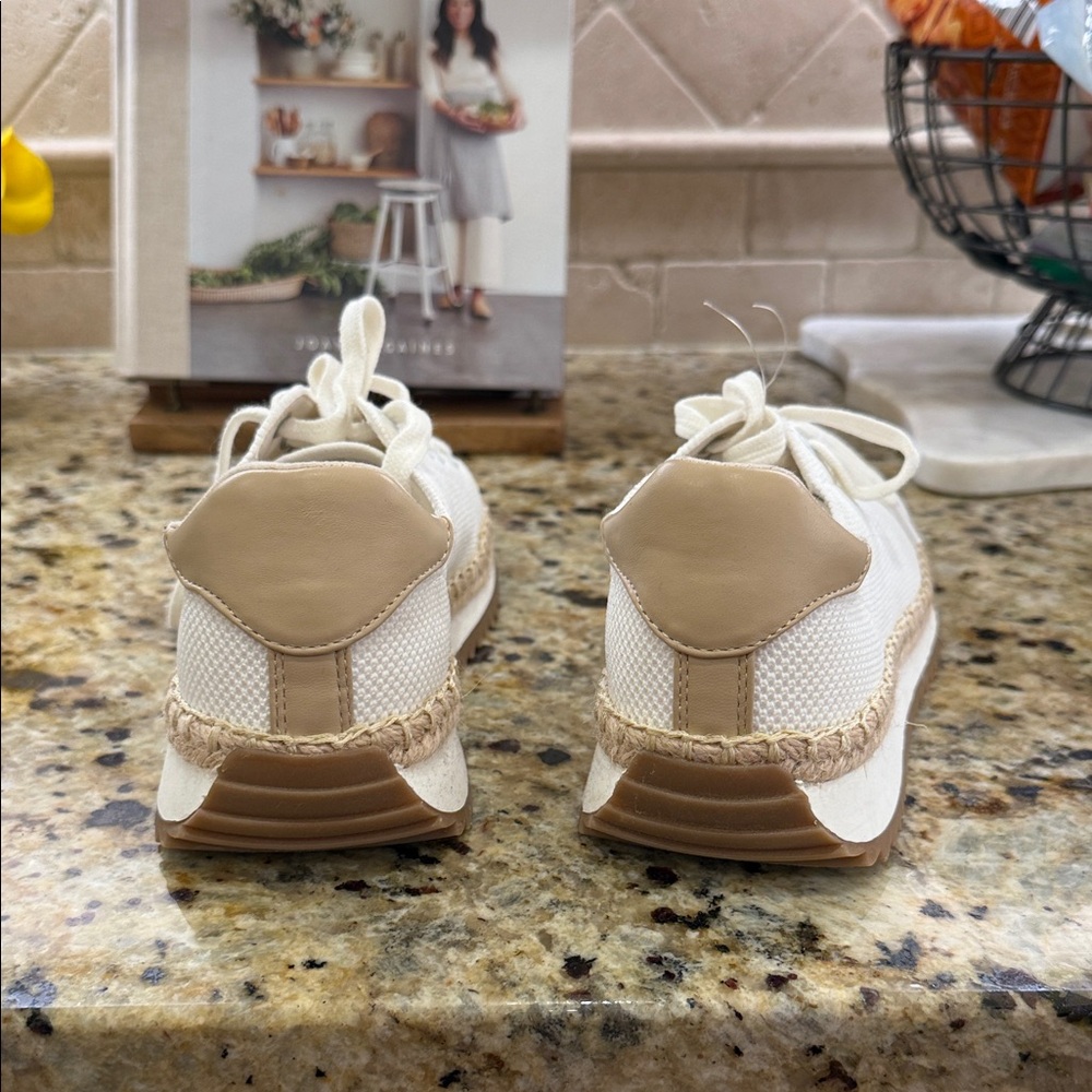 Elegant Cream and Tan Women's Sneakers - Picture 3 of 7